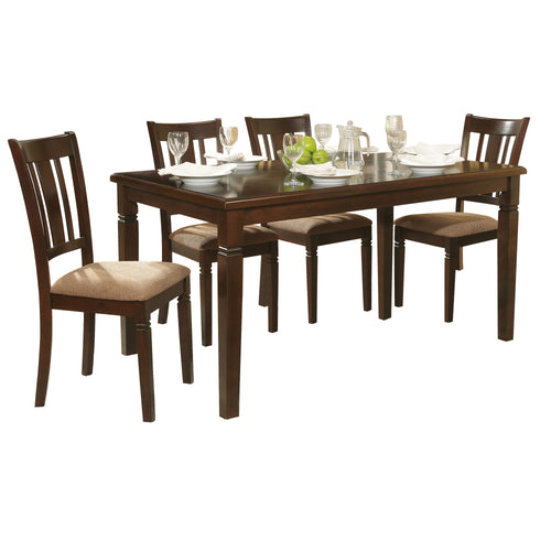 5pc Transitional Dining Set Table 4 Side Chairs Espresso