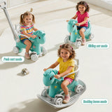 Unicorn Rocking Horse for Toddlers, Balance Bike Ride On Toy with Push Handle an