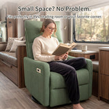 Velvet Recliner Swivel Power Dark Green