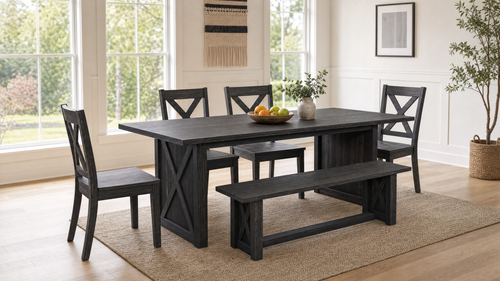 Farmhouse Rectangular Dining Table 70.87" Gray 6-8 Seat