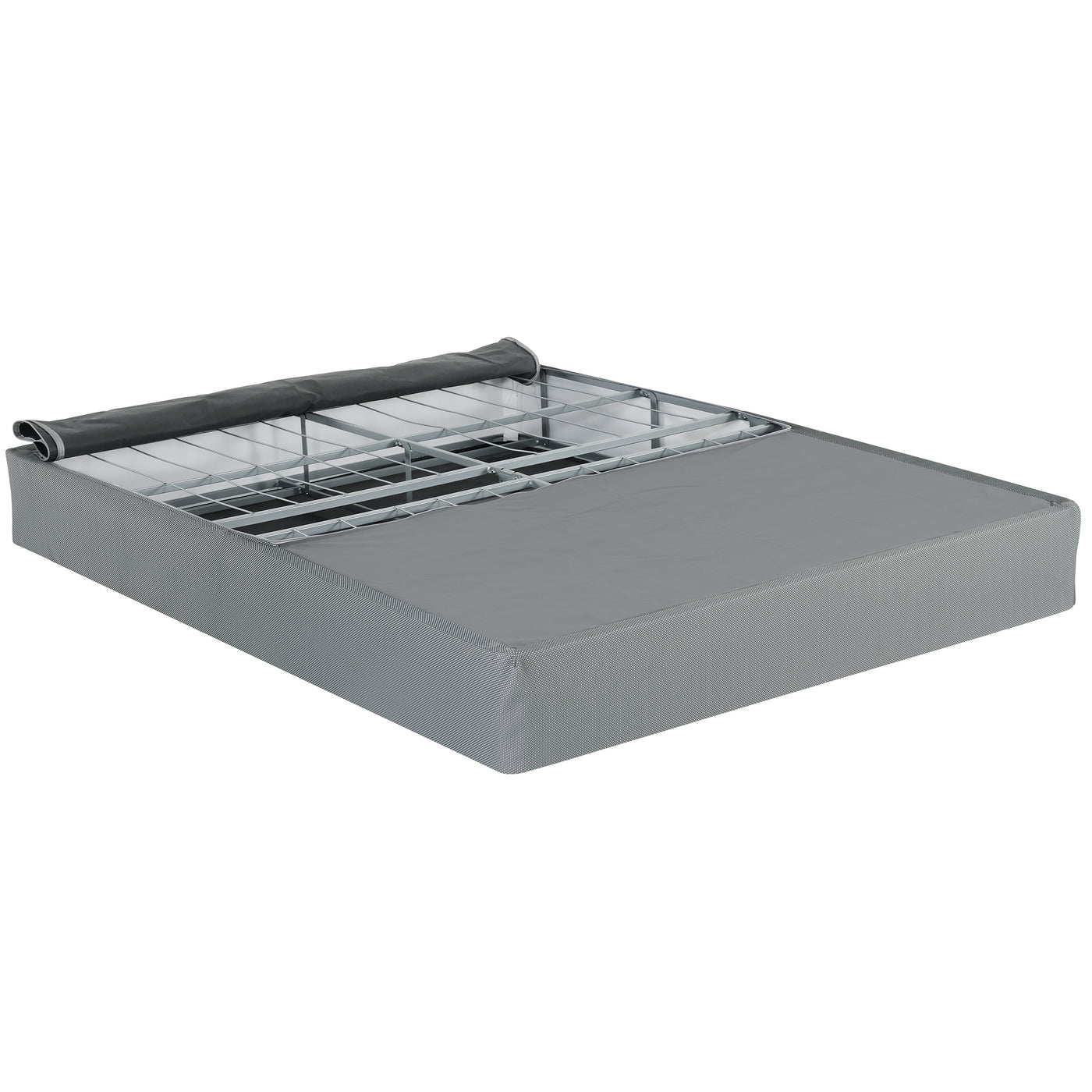 Twin Metal Foldable Mattress Box Spring Foundation Bed, Grey
