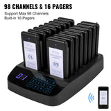F101 Restaurant Pager System 16 Pagers, Max 98 Beepers Wireless Calling System