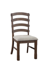 Pascaline Gray Fabric Side Chair Set of 2 Rustic Brown Oak