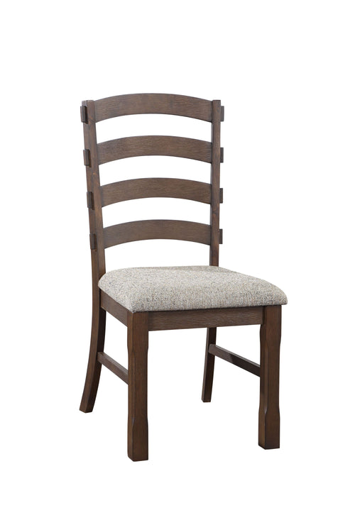 Pascaline Gray Fabric Side Chair Set of 2 Rustic Brown Oak