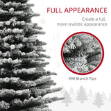 HOMCOM 6.5 ft Pre-Lit Mountain Pine Artificial Christmas Tree, Snow Flocked Chri