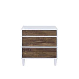 Accent Table - White & Weathered Oak - 3 Drawers - Tapered Legs