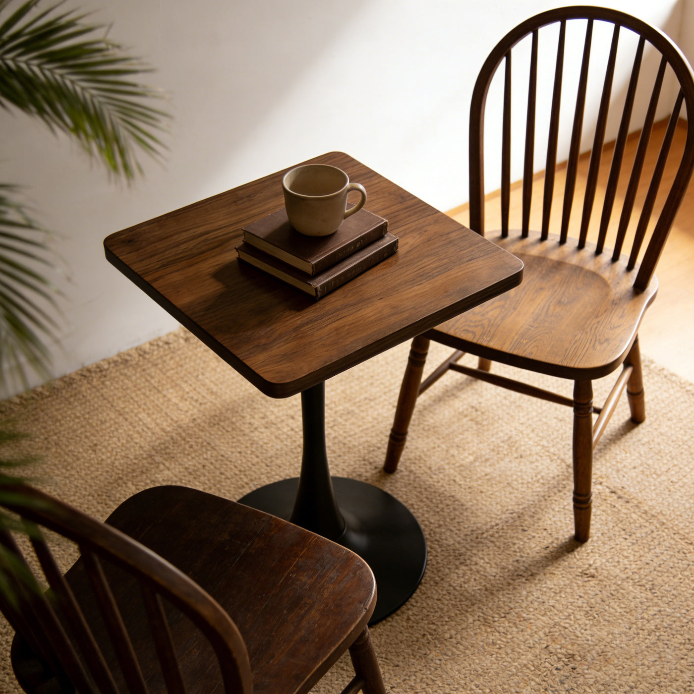 23.6" Square Tulip Dining Table, Walnut Mid Century Modern