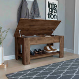 Dark Brown Storage Table with Lower Shelf and Four Legs