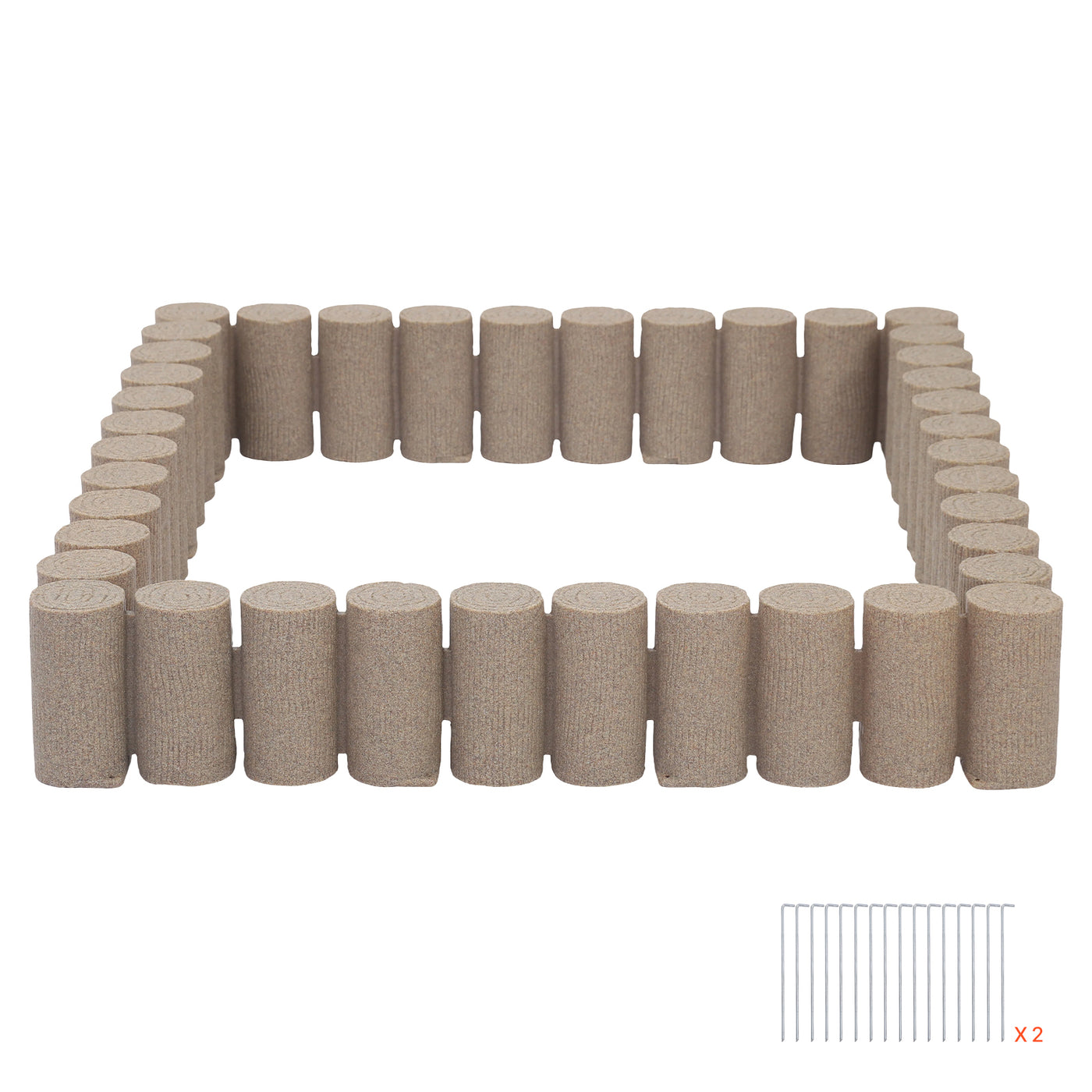 Faux Wood Garden Edging Kit 13.7 ft 4 Pack with Spikes