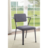 Dining Chairs - High Back - Metal & Gray Fabric - Set of 2