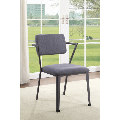 Dining Chairs - High Back - Metal & Gray Fabric - Set of 2