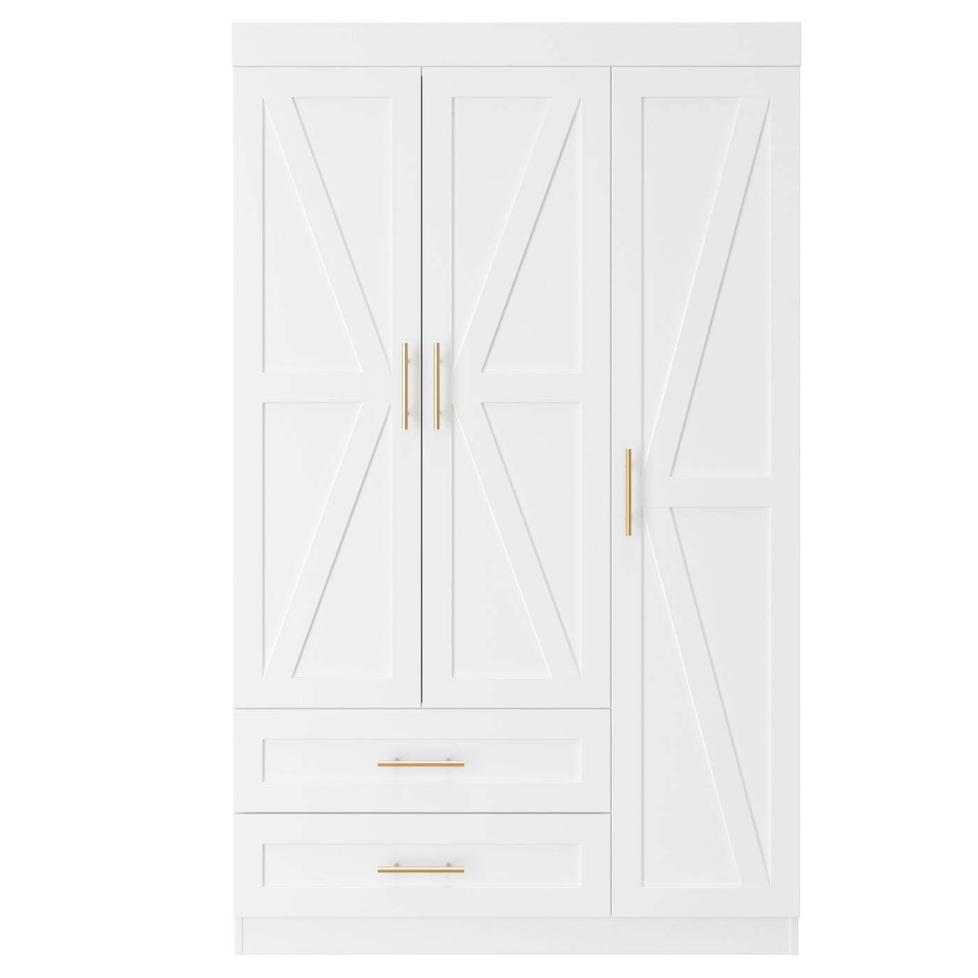 Shaker Style Three-Door Wood Bedroom Armoire Wardrobe