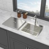 21 Inch Drop in Kitchen Sink with Pull-out Faucet and Sink Cover, Stainless Stee