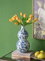 Porcelain Double Gourd Vase Cherry Blossom 6.9x13.4