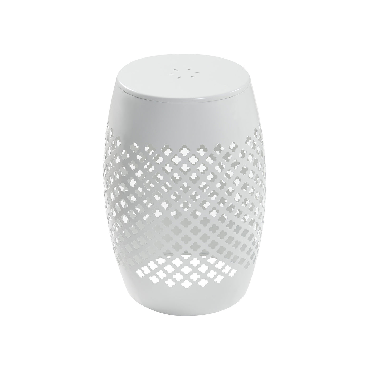 Round Lace-Cut Iron Side Table, Modern Outdoor Patio Accent