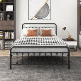 Queen Metal Platform Bed Frame Victorian Style Black