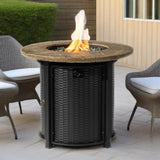 30" Propane Gas Fire Pit Table, 50000 BTU Round Steel Fire Pit
