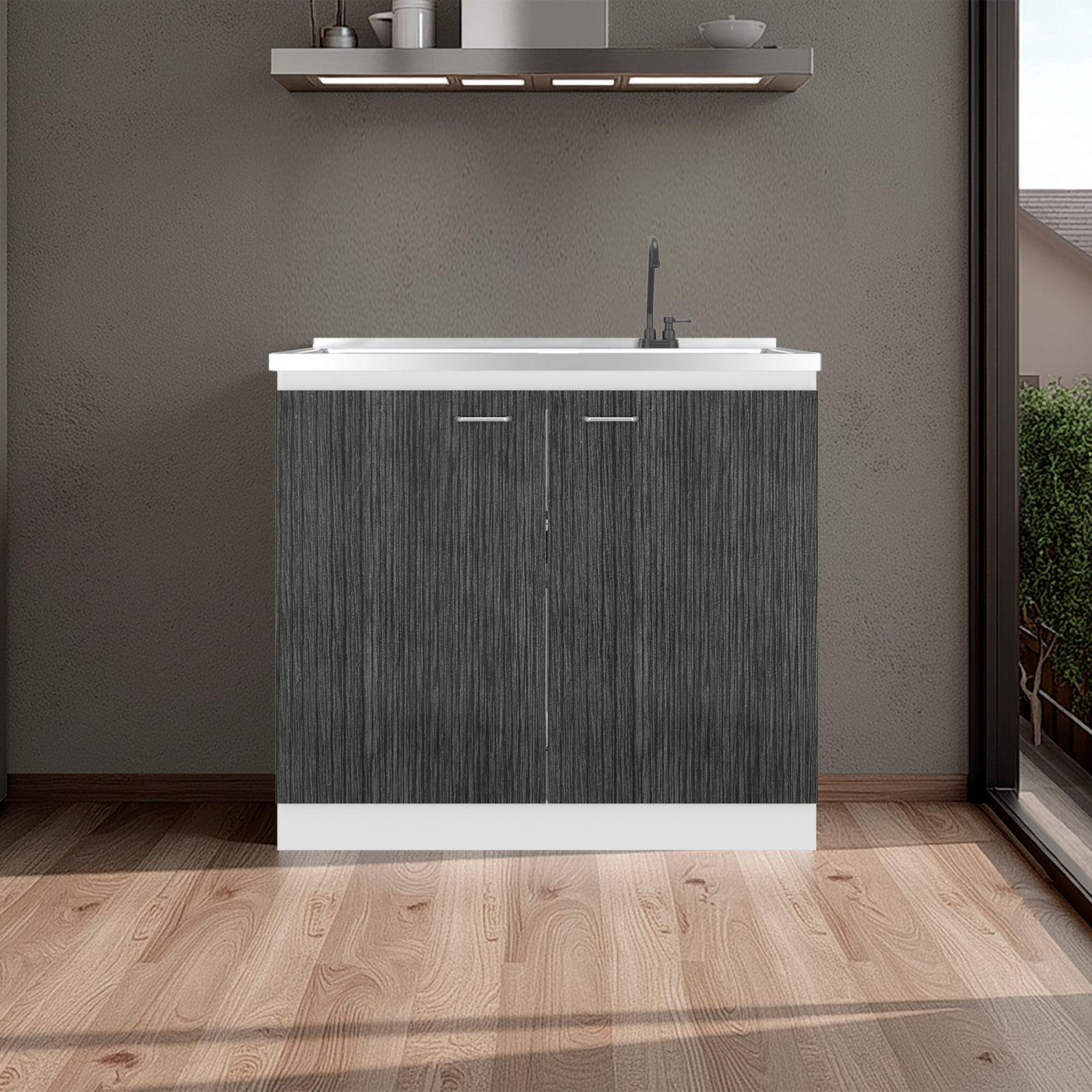 Napoles Utility Sink with Faucet Inclued and Integrated Stainless Steel Counter