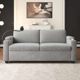 Grey Corduroy Sleeper Sofa Loveseat Full Size Mattress USB