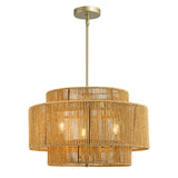 Boho Rattan 3-Light Chandelier Ceiling Pendant Lamp