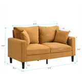 Modern Orange Corduroy Two Piece Sofa Set