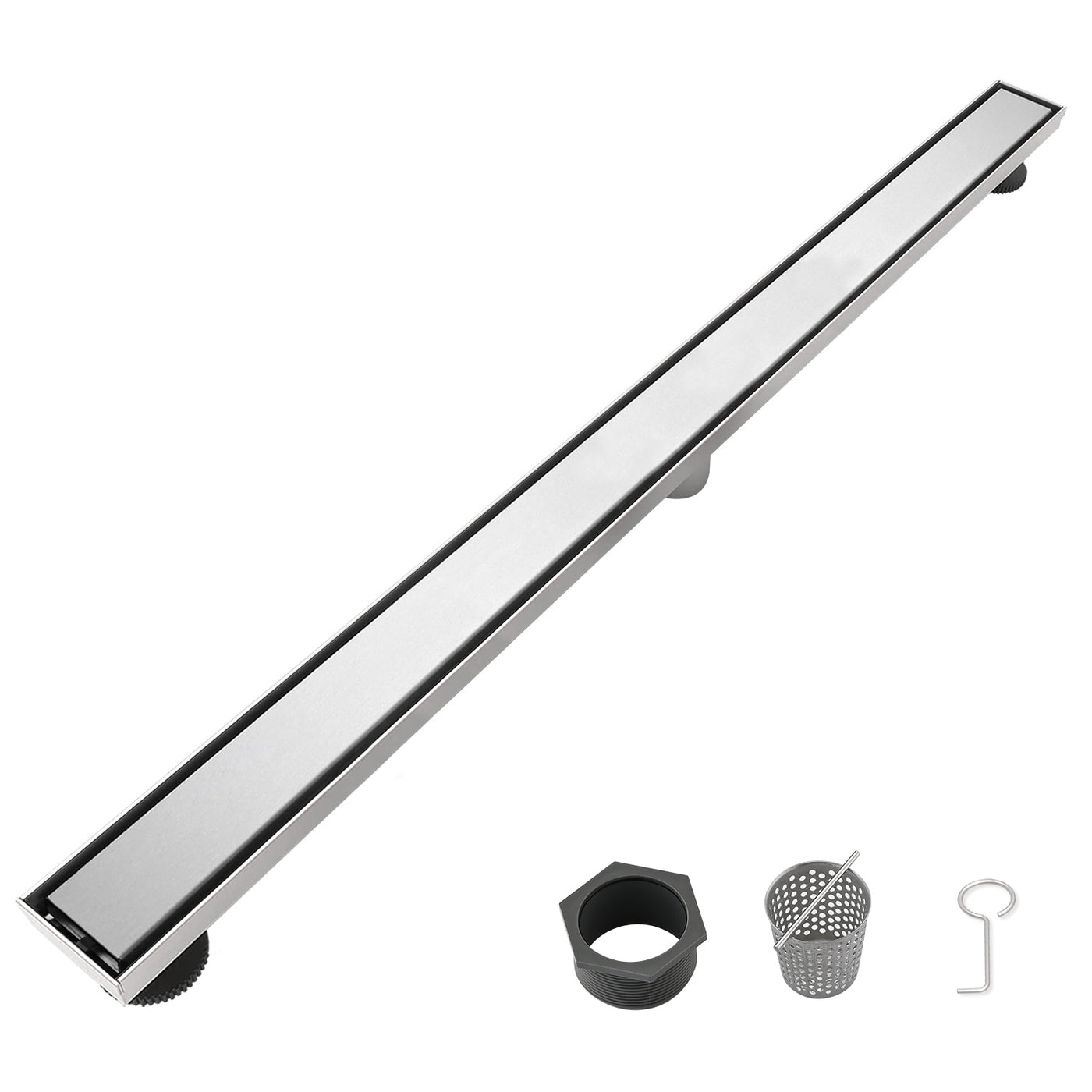 32" Stainless Steel Linear Shower Drain with Hair Strainer