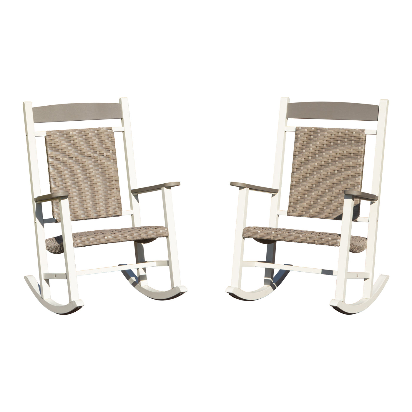 Outdoor Rocking Chairs Set of 2, Oversized Wicker, 380lbs