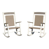 Outdoor Rocking Chairs Set of 2, Oversized Wicker, 380lbs
