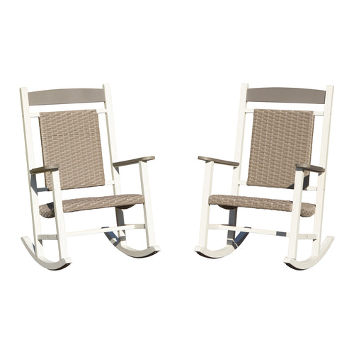 Outdoor Rocking Chairs Set of 2, Oversized Wicker, 380lbs
