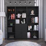 Poole 3 Piece Bookcase Set 67" Wide 12 Shelves Black