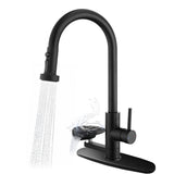 Matte Black 3-in-1 Kitchen Faucet Pull-Down Sprayer Glass Rinser