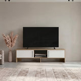 65" TV Stand with 4 Open Shelves and 2 Doors Media Console