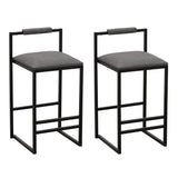 Set of 2 Gray Kitchen Island Bar Stools with Back