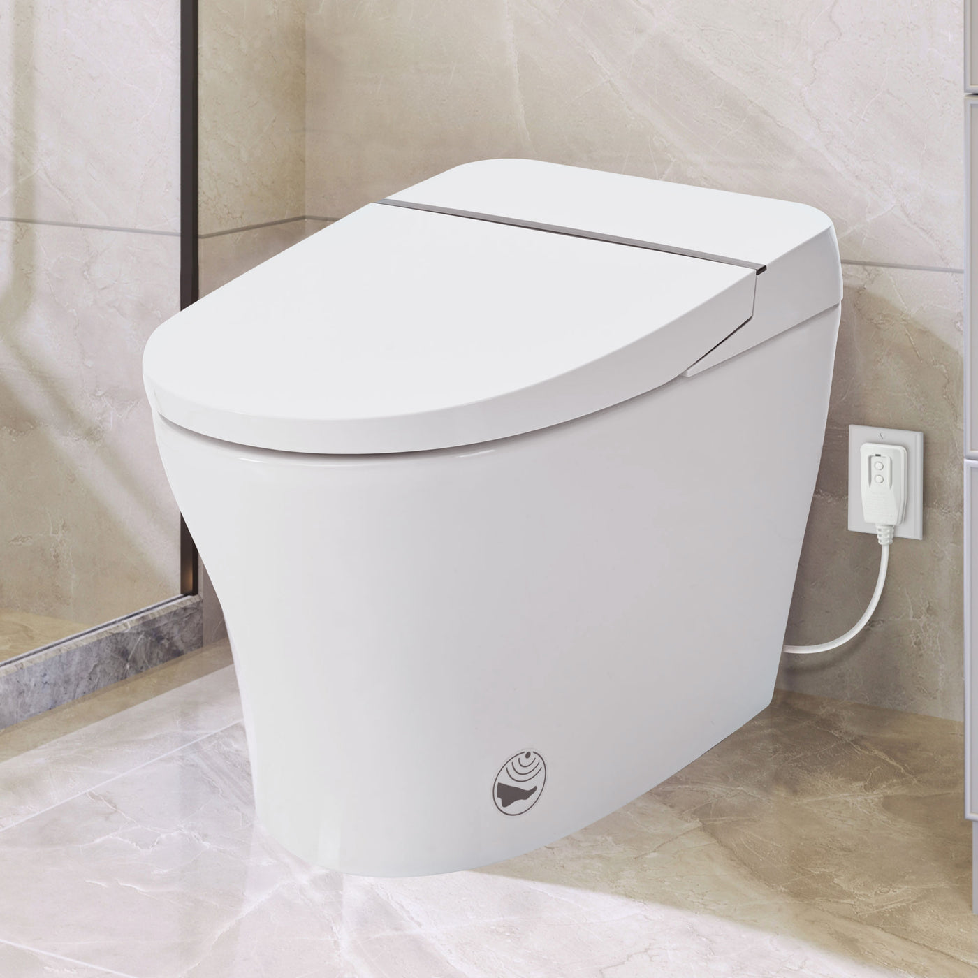 Smart Bidet Toilet Combo Dual Flush 1/1.28 GPF Foot Sensor