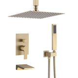 Brushed Gold 10-Inch Rain Shower System Faucet Set