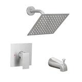 Brushed Nickel Shower Faucet Trim Kit with Square Shower Head