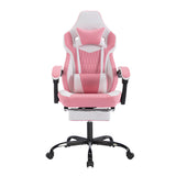 Pink Gaming Chair High Back Ergonomic Footrest Headrest Lumbar