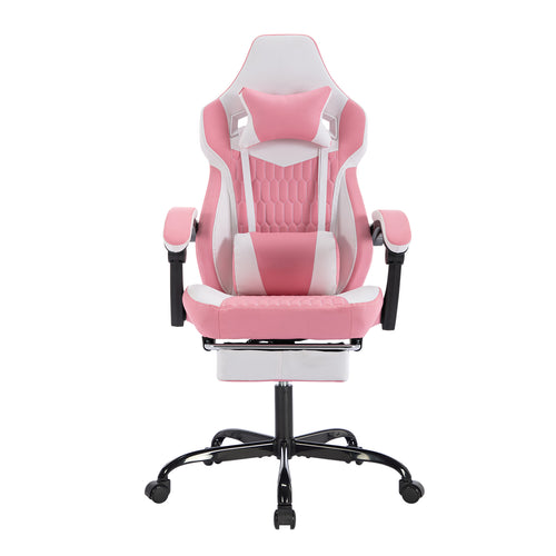 Pink Gaming Chair High Back Ergonomic Footrest Headrest Lumbar
