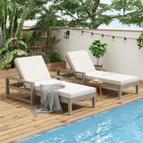 Outdoor Patio Furniture Set of 2 Acacia Wood Gray