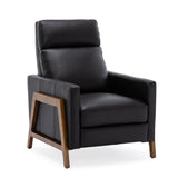 Black Top Grain Leather Push Back Recliner Chair