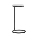 Round Metal Accent Side Table White Marble Top Antique Bronze