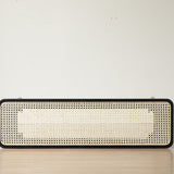 Modern Style Black Color Solid Oak Wood Dining Bench with Rattan Detail