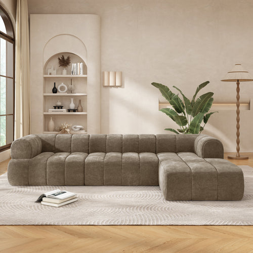 Sectional Sofa L-Shape High-Density Foam Espresso 4 Seat 122 In