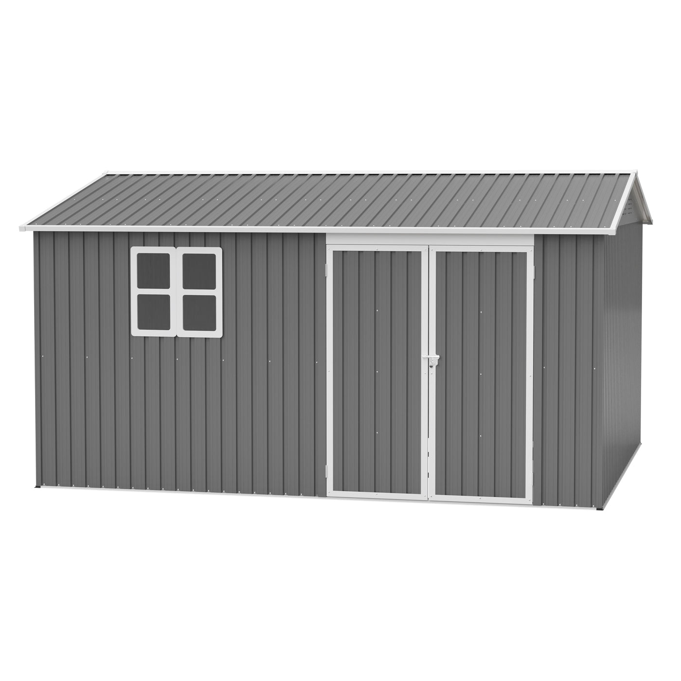 12x10 ft Metal Outdoor Storage Shed Garden Tool Lockable Doors