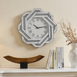 20" Silver Mirrored Wall Clock with Roman Numerals