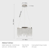 Crystal LED Chandelier 16" - Chrome, Adjustable 3000K-6000K