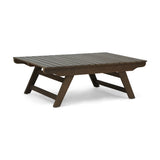 Outdoor Coffee Table Acacia Wood Gray Open Slat Design 37x24x12.5 In
