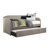 Gray Fabric Daybed with Pull-out Trundle and Casters