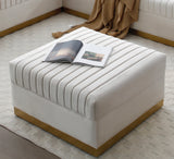 Contemporary Channel Tufted Velvet Big Ottoman Upholstered Foot Rest, Beige