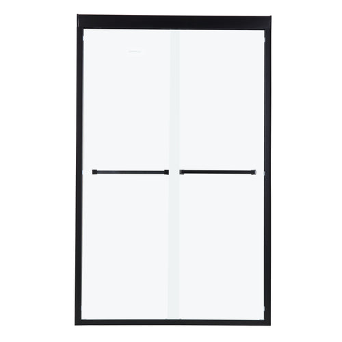 Modern Double Sliding Shower Enclosure 48"W x 76"H Matte Black
